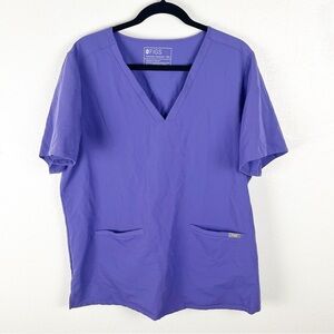 FIGS Technical Collection Casma Purple V-Neck Pockets Top Style # FW1100, XXL